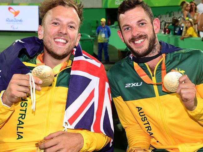 Quad Double final / Dylan Alcott and Heath Davidson (AUS) GOLD Olympic Stadium / Day 6 Tennis 2016 Paralympic Games - RIO Brazil Australian Paralympic Committee Rio Brazil Tuesday 13 September 2016 © Sport the library / Courtney Crow