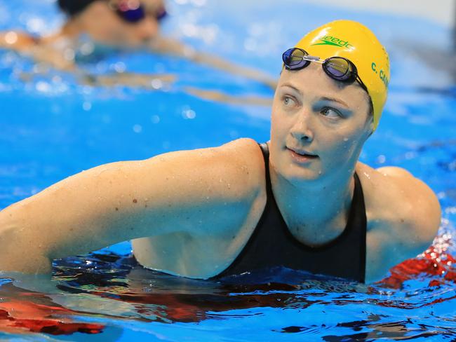 Rio Olympics 2016. The Swimming Finals and Semifinals on Day 07, at the Olympic Aquatic Centre in Rio de Janeiro, Brazil. Cate Campbell after the WomenÕs 50m Freestyle Semifinal. Piture: Alex Coppel.