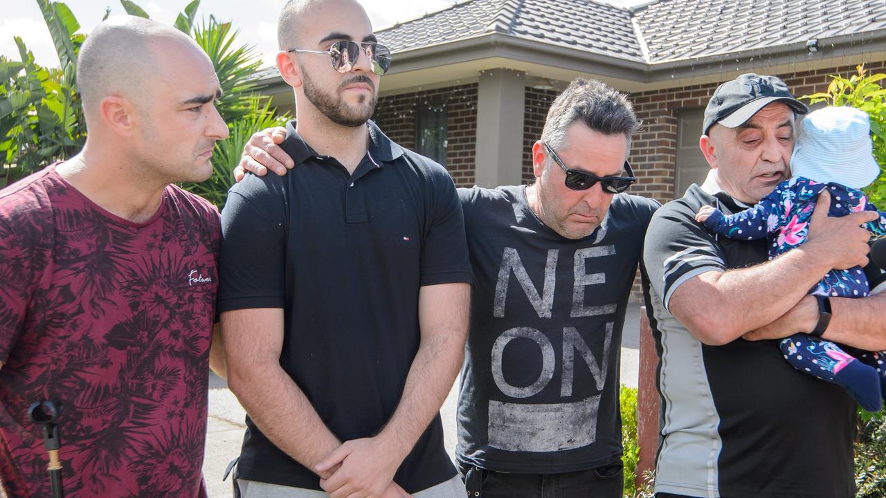 Celeste Manno’s family, brothers Jayden, Alessandro and Gabriel and dad Tony holding her niece Daisy. Picture: Jay Town