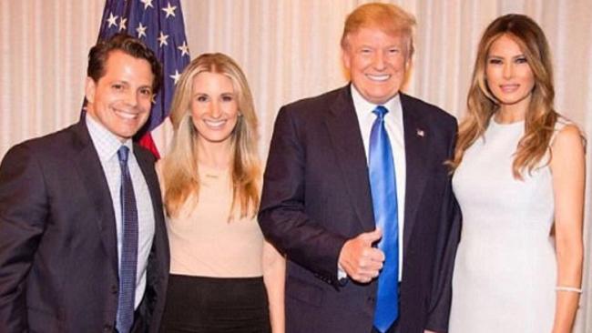 White House communications director Anthony Scaramucci and wife Deidre Ball, US President Donald Trump and wife Melania.