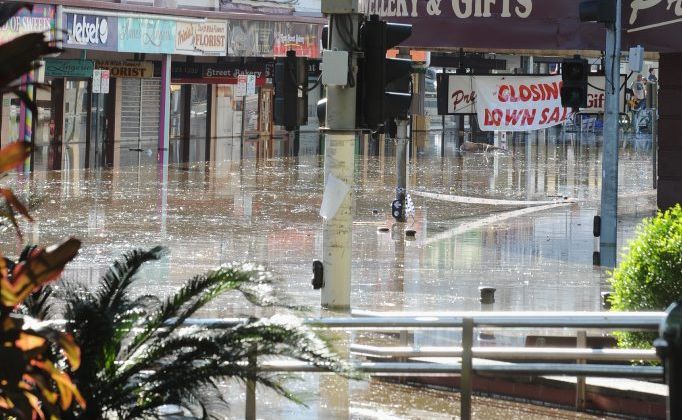 The flooded Maryborough CBD on Tuesday morning after major flooding. . Picture: Robyne Cuerel