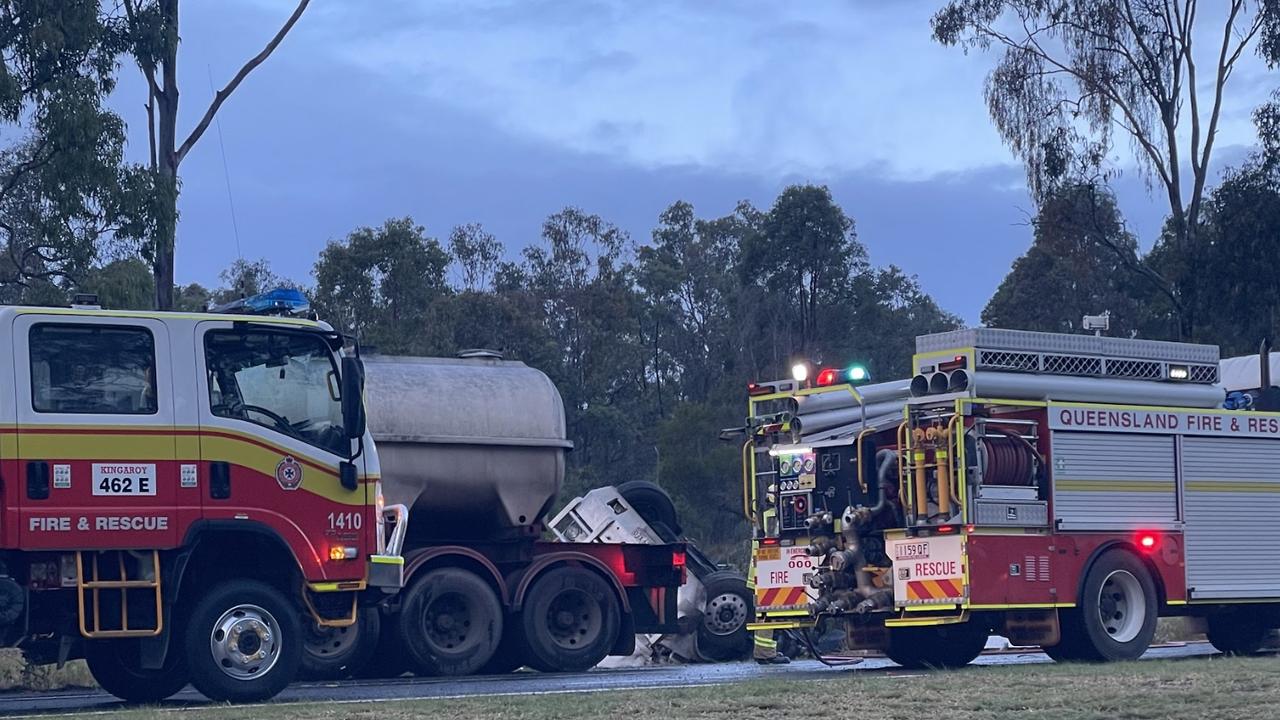 The scene of the Nanango crash where three people died. Picture: Andrew Hedgman