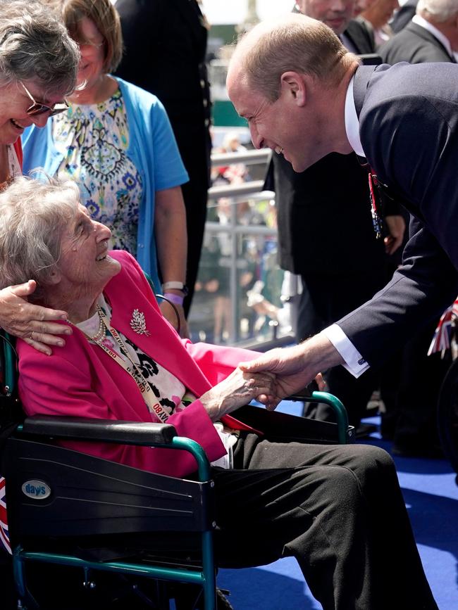 William spoke with some war heroes at the event. Picture: Andrew Matthews/Pool/AFP