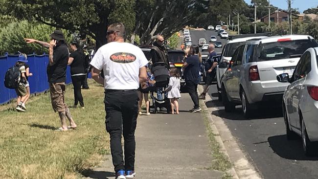 Parents arrive at the school following the tragedy. Picture: Helen Kempton