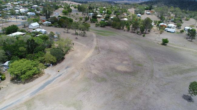 Aerial footage of Kilkivan taken from the Caravan Park which shows the tinder try conditions. This photo was taken on Tuesday November 26, 2019. Photo: Philippe Coquerand