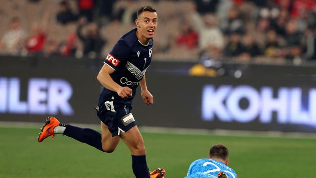 Chris Ikonomidis scored the first goal of the match. Picture: AFP