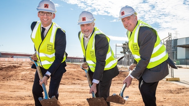 151 Property CEO Chris Chapple, Sigma Healthcare CEO Mark Hooper and City of Salisbury John Harry at Pooraka.