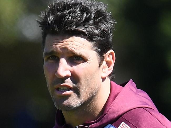 Manly-Warringah Sea Eagles coach Trent Barrett during a training session in Sydney, Wednesday, September 6, 2017. The Sea Eagles take on the Penrith Panthers in week 1 of the NRL Finals Series at Lottoland on Saturday. (AAP Image/Dean Lewins) NO ARCHIVING