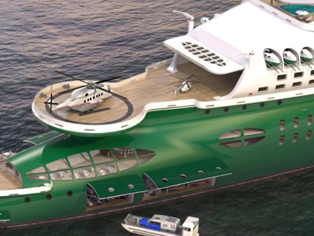 The massive yacht has a helipad on board. Picture: Steve Kozloff