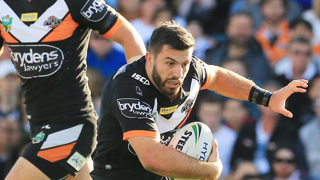 James Tedesco of the Tigers during the Wests Tigers v Gold Coast Titans NRL round 23 game at Campbelltown Stadium. pic Mark Evans