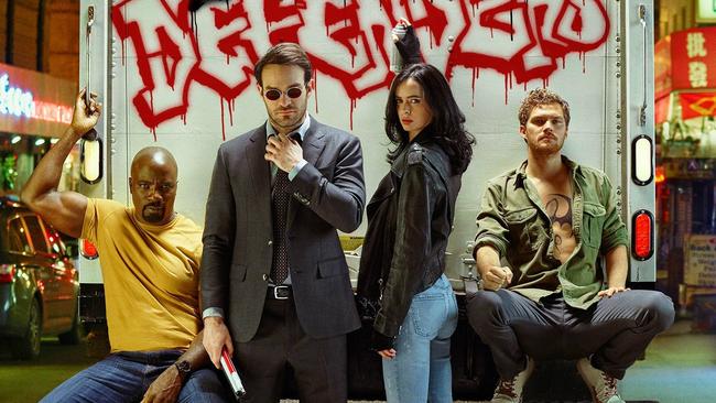 Finn Jones as Iron Fist (right) in <i>The Defenders.</i>