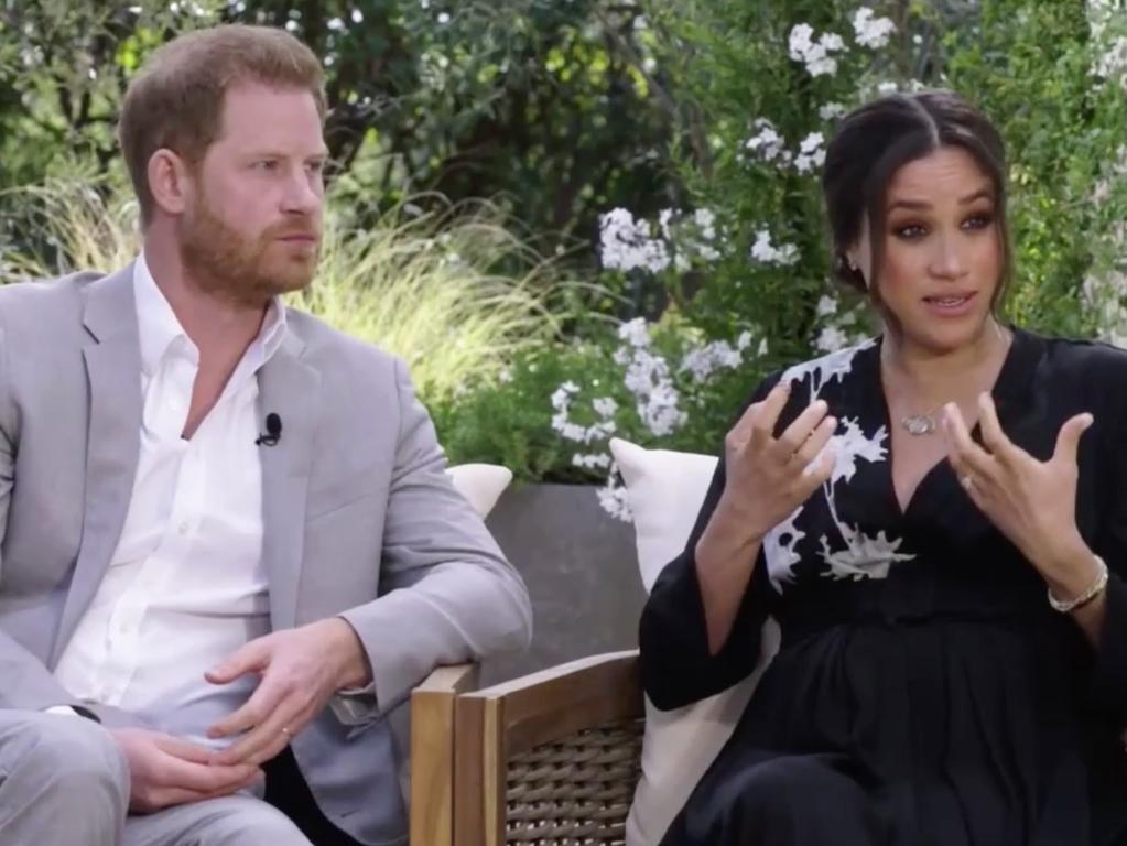 The couple’s attack on the royal family started with their tell-all Oprah interview. Picture: CBS