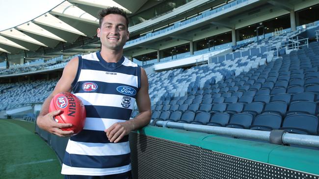 Geelong recruit Luke Dahlhaus at GMHBA Stadium. Picture: Alison Wynd