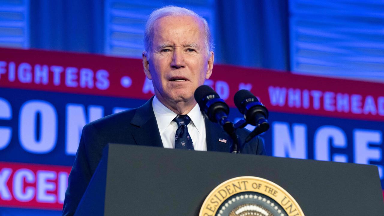 US President Joe Biden speaks during the 2023 International Association of Fire Fighters Legislative Conference in Washington, DC, on March 6, 2023. Picture: AFP