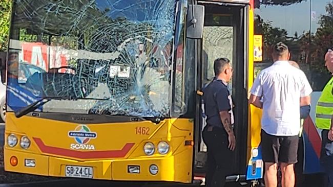 The bus was severely damaged after the incident. Picture: Dasha Havrilenko