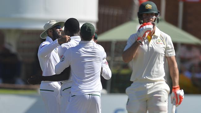 Kagiso Rabada blitzed through the Aussie batting line-up. Picture: Getty Images