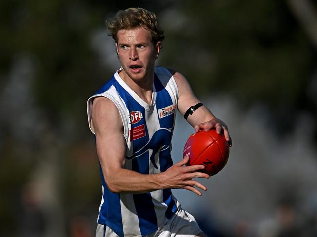 Oak ParkÃs Jedd Taylor during the EDFL Division 2 Grand Final between Keilor Park and Oak Park in Essendon, Saturday, Sept. 3, 2022. Picture: Andy Brownbill