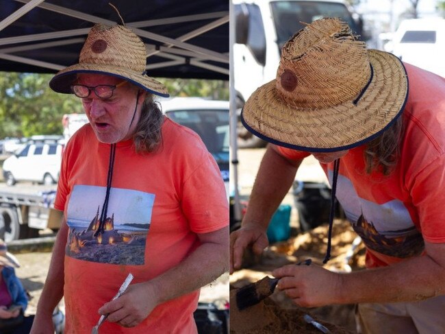 The crew from Sandology giving lessons in sand art at the Moore Park Beach Arts Festival.