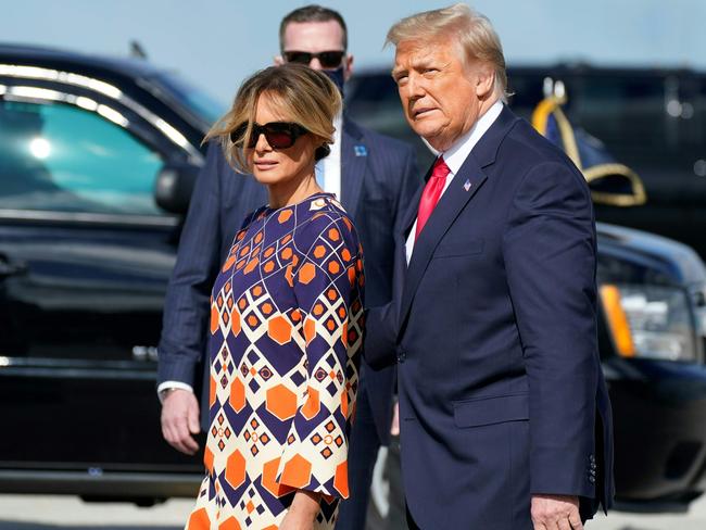 Former US President Donald Trump and First Lady Melania move on from the White House but not the orange trend. Picture: Alex Edelman/AFP