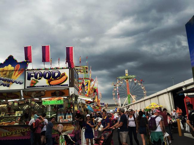 Stormclouds over the Ekka this afternoon. Pic: Jono Searle