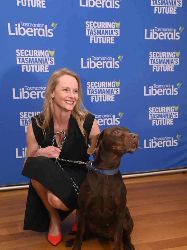 Sarah Courtney at the 2021 Election Night at Hobart’s Tally Room. Picture: Rob Burnett