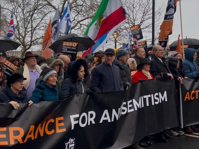 People walking through the streets of London to show their support at the March Against Antisemitism rally. Picture: Sophie Elsworth