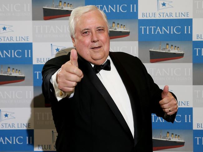 Clive Palmer in Cairns for the Titanic II dinner at the Pullman Cairns International. PICTURE: STEWART MCLEAN