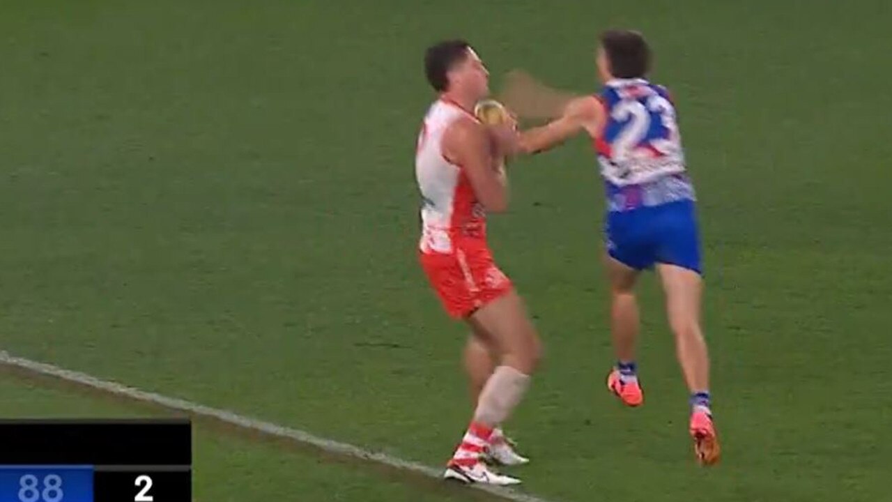 Lathan Vandermeer's spoiling attempt on Hayden McLean deemed late and a 50m penalty.