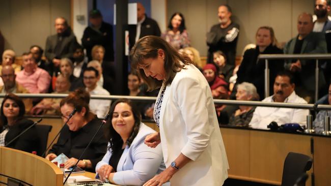 Wendy Lindsay, a Liberal councillor for the Revesby ward, at Tuesday’s meeting. Picture: Supplied