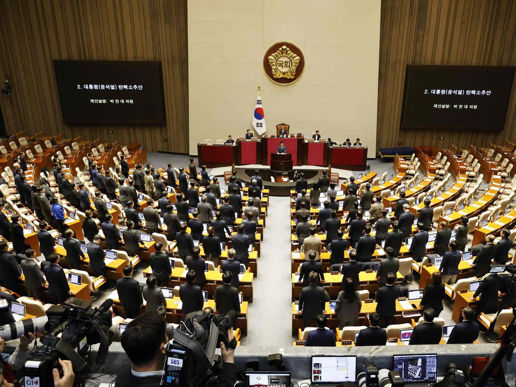 South Korean lawmakers started voting on December 7 on a motion to impeach President Yoon Suk Yeol over his short-lived declaration of martial law. Picture: JEON HEON-KYUN / POOL / AFP