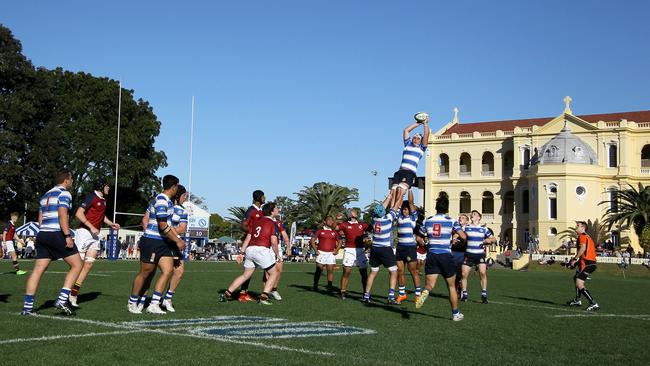 The incident happened during a match at Nudgee College. This photo was taken during a July GPS rugby match at the Boondall based college. Picture: AAP/David Clark