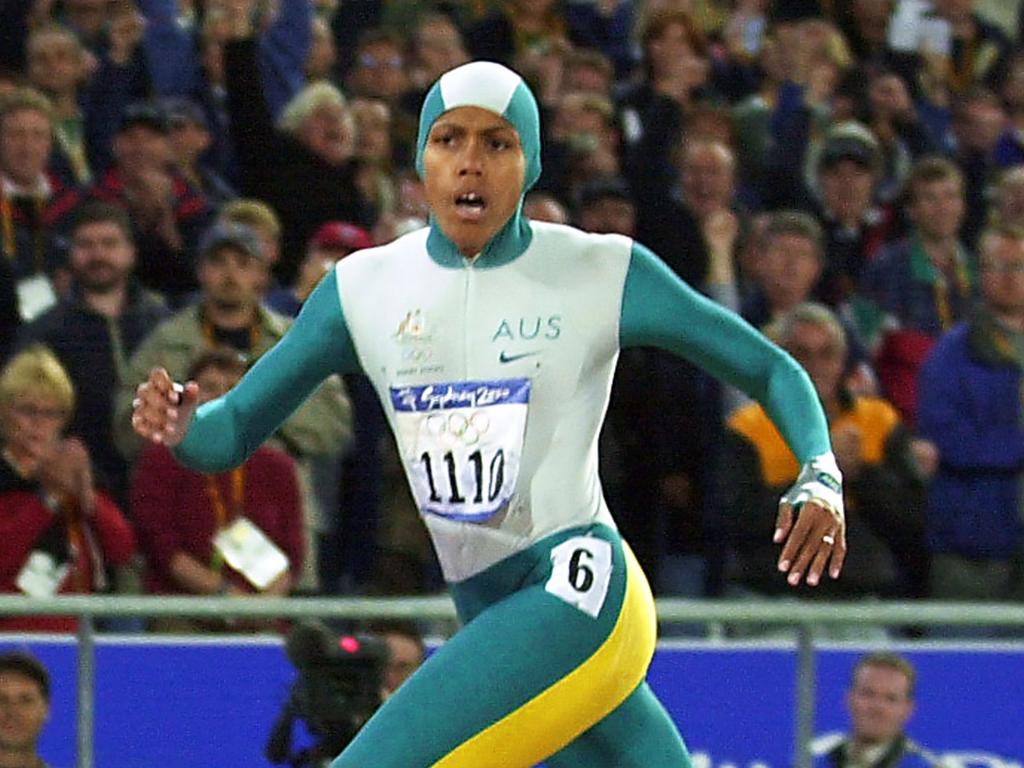 Cathy Freeman at the Sydney 2000 Olympic Games in Sydney. ‘Freeman’ would make a pretty great name for an electorate. Picture: Patrick Hertzog/AFP