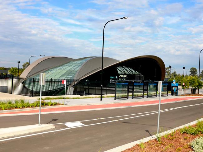 Tallawong train station at Rouse Hill is at the beginning of the 13-station Sydney Metro northwest line. Picture: Angelo Velardo