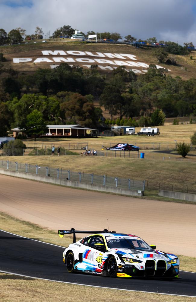 Valentino Rossi drives the #46 Team WRT BMW M4 GT3 during the Bathurst 12 Hour at Mount Panorama. Photo: Daniel Kalisz/Getty Images