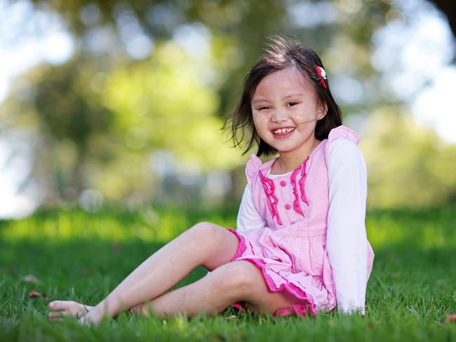 Maddy Suy has an aggressive brain tumour and her dad Alan is seeking medical help in the form of a trial. Picture: Sam Ruttyn