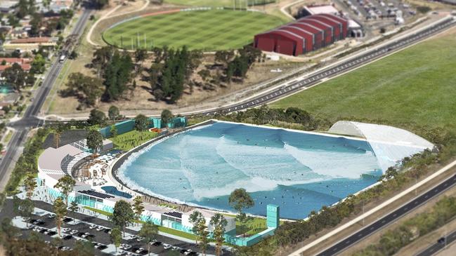 Artist images of URBNSURF's wave pool. One of Melbourne Airport's property precincts.