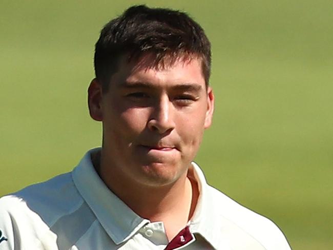 BRISBANE, AUSTRALIA - NOVEMBER 14:  Matthew Renshaw of Queensland leaves the field after being dismissed by Doug Bollinger of New South Wales during day two of the Sheffield Shield match between Queensland and New South Wales at Allan Border Field on November 14, 2017 in Brisbane, Australia.  (Photo by Chris Hyde/Getty Images)