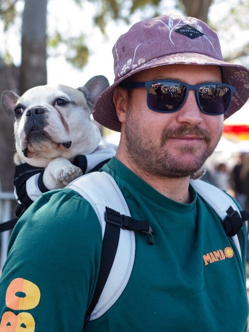 Kade and his pup Penelope at the Moore Park Beach Arts Festival.