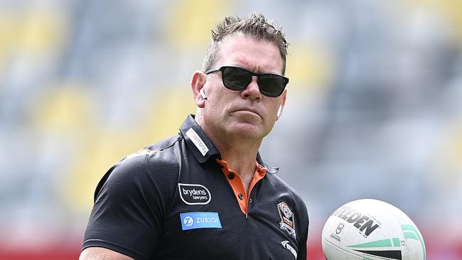 Wests Tigers coach Brett Kimmorley is one of the leading candidates to replace Hilder. Picture: Ian Hitchcock/Getty Images