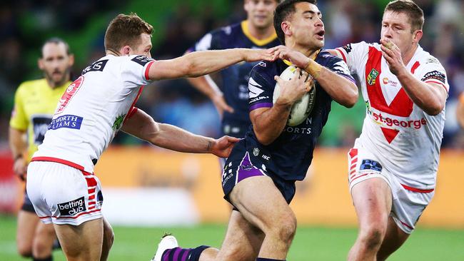 Jahrome Hughes had too much for the tired Dragons. (Michael Dodge/Getty Images)