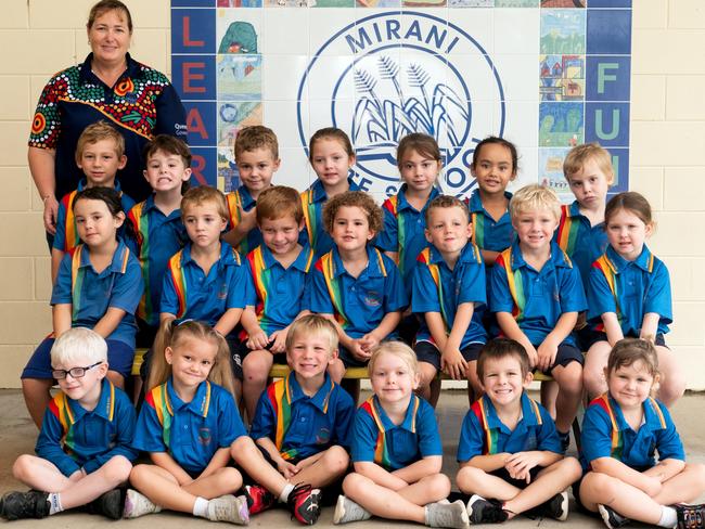 Mirani State School Prep V Back row: Luca Brucia, Nathan Devlin, Bourne Gardner, Alivia Pilcher, Harper Turner, Beau Renata-Beets, Riley Turner Middle row: RowanaTrieve, Charlie Burgess, Nash McKay, Hugh McKeering, Billy Hamelink, Parker Siddle, Alexxis Taylor Front row: Lance Noonan, Azalea Irvine, Austin Hatfield, Penelope Galletly, Corbin Prout, Indie Smith Teacher: Mrs R Vella Picture: Michaela Harlow.