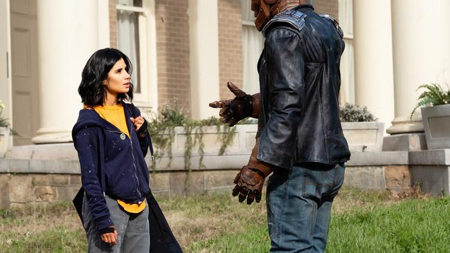 Dianne Guerrero and Riley Shanahan in a scene from Doom Patrol.