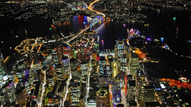 VIVID FROM THE SKY Aerial pictures of the Sydney CBD during the Vivid Festival. Vivid Sydney is a 23-day festival of light, music and ideas. Vivid Sydney features many of the world's most important creative industry forums, a mesmerising free public exhibition of outdoor lighting sculptures and installations and a cutting-edge contemporary music program.