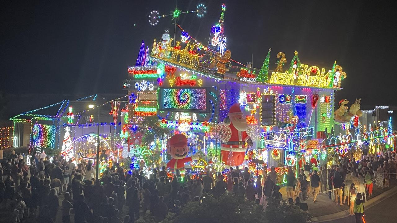 A large crowd outside the Merry Strickland Christmas lights display at Burpengary East. Photo: Supplied