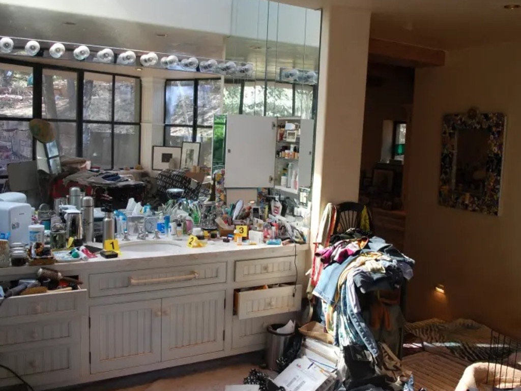Clothes and clutter found strewn in one of the rooms at the Hackmans’ home Picture: Santa Fe County Sheriff’s Office