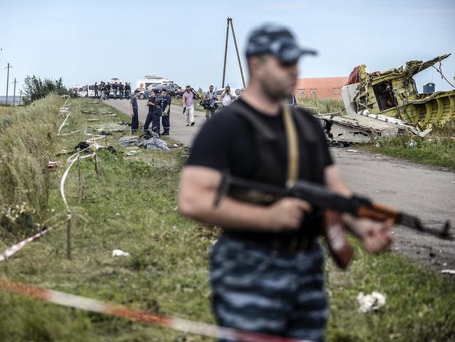 The chaotic scene where MH17 crash to earth. Picture: AFP Photo/Bulent Kilic