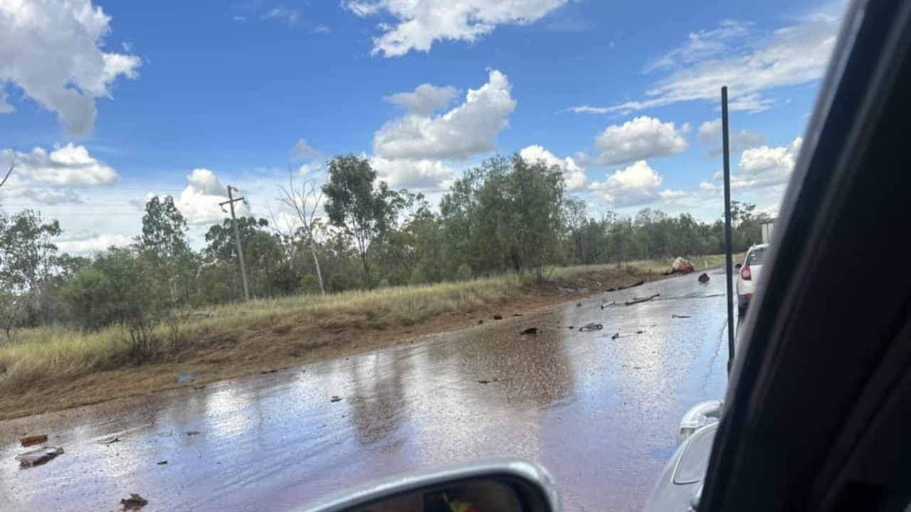 Emergency services reported 100 metres of the highway was covered in the substance.