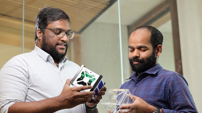 ResearchSat founder and chief executive officer Raviteja Duggineni with chief technology officer Jibin Jeffrey Dhanaraj. Picture: Russell Millard