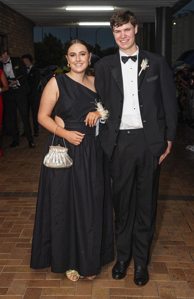 Bella Donaldson partners Hamish Marshall to the Toowoomba Grammar School formal at Rumours International, Wednesday, November 13, 2024. Picture: Kevin Farmer