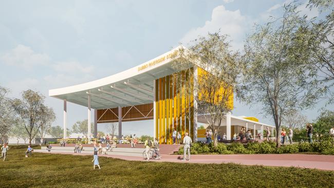 An artists impression of how the Macquarie River event foreshore precinct could look in Dubbo. Picture: lahznimmo architects